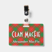 Badge Snappy Clan MacFie Tartan (Avant avec clip)
