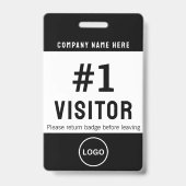 Badge Société de logo de visiteur moderne noir (Arrière)