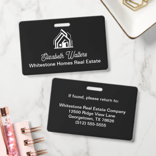 Badge Société immobilière noir blanc Realtor personnalis