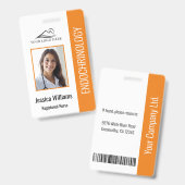 Badge Soins infirmiers orange simples (Avant & arrière)