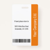 Badge Soins infirmiers orange simples (Dos)