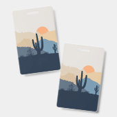 Badge Soleil désert bleu et beige (Avant & arrière)