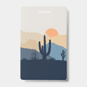 Badge Soleil désert bleu et beige