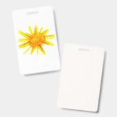 Badge Soleil jaune vif peint à la main (Avant & arrière)