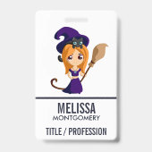 Badge Sorcière mignonne en Casquette violet Halloween (Arrière)