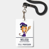 Badge Sorcière mignonne en Casquette violet Halloween (Arrière avec lanière)