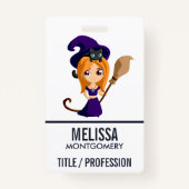 Badge Sorcière mignonne en Casquette violet Halloween (Dos)