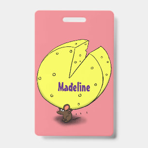 Badge Souris mignonne avec illustration de dessin animé 