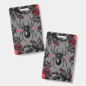 Badge Spider Floral design style gothique (Avant & arrière)