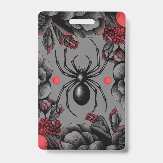 Badge Spider Floral design style gothique (Avant)