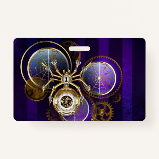 Badge Spider Steampunk sur Arrière - plan pourpre (Devant)