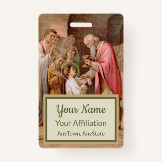 Badge St. Tarcisius recevant l'Eucharistie (BL 02) (Devant)