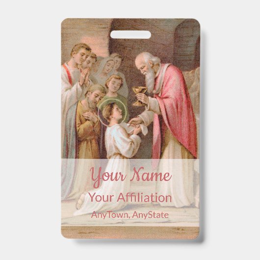 Badge St. Tarcisius recevant l'Eucharistie (BL 02) (Avant)