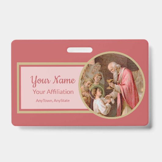 Badge St. Tarcisius recevant l'Eucharistie (BL 02) (Avant)