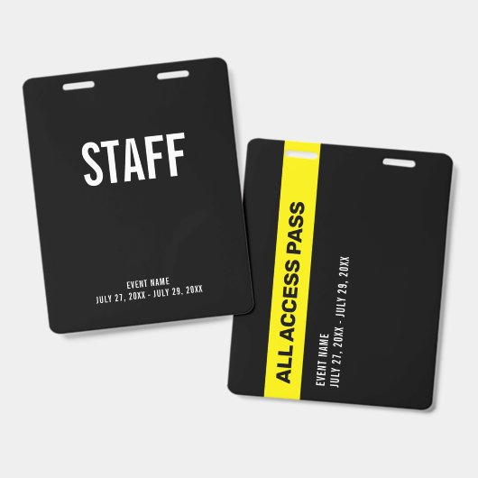 Badge Staff All Access Pass Backstage ID (Avant & arrière)