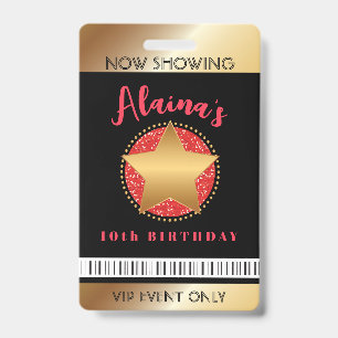 Badge STAR DE CINÉMA HOLLYWOOD BROADWAY Carte VIP d'anni