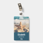Badge Starfish sur une plage de sable Photo (Arrière avec clip)