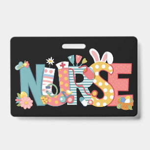 Badge Stéthoscope de Pâques Infirmière Lapin Œufs