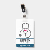 Badge Stéthoscope de soins infirmiers gris simple (Avant avec clip)