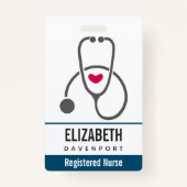 Badge Stéthoscope de soins infirmiers gris simple (Dos)