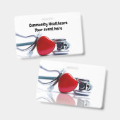 Badge Stéthoscope et coeur personnalisés (Avant & arrière)