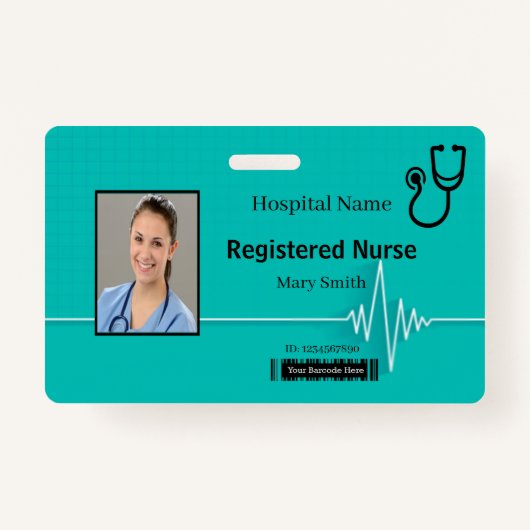 Badge Stethoscope Heartbeat ID photo Médicale (Devant)