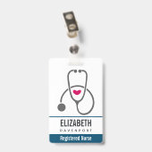 Badge Stéthoscope infirmier gris simple (Arrière avec clip)