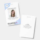 Badge Stéthoscope médical modifiable bleu BÉNÉVOLE (Avant & arrière)