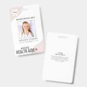 Badge Stéthoscope médical rose modifiable AIDE À DOMICIL (Avant & arrière)