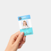 Badge Stethoscope Médicale bleu vert dégradé INFIRMIÈRE (Manuel / portable)