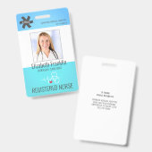 Badge Stethoscope Médicale bleu vert dégradé INFIRMIÈRE (Avant & arrière)