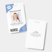 Badge Stethoscope Médicale Editable Blue NURSE (Recto et verso)