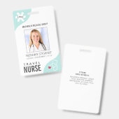 Badge Stethoscope Médicale - INFIRMIÈRE DE VOYAGE Menthe (Front & Back)