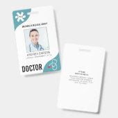 Badge Stethoscope Médicale MÉDECIN Turquoise modifiable (Recto et verso)