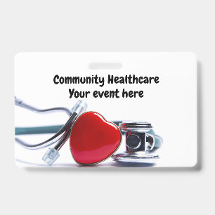 Badge Stéthoscope personnalisé et cœur