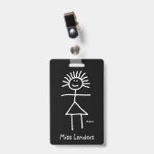 Badge Stick de l'enseignant féminin Figure avec étiquett (Avant avec clip)