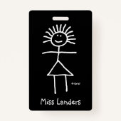 Badge Stick de l'enseignant féminin Figure avec étiquett (Devant)