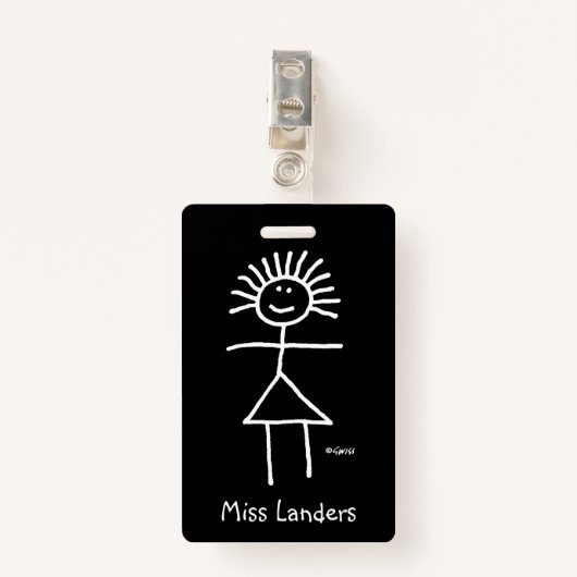 Badge Stick de l'enseignant féminin Figure avec étiquett (Devant avec clip)