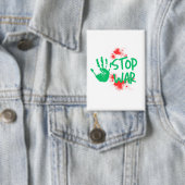 Badge Stop War – Bold Handprint Anti-War Graphic Design (Insitu)