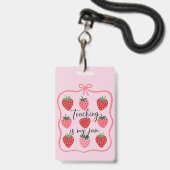 Badge Strawberry Lover Teacher Teaching is My Jam  (Face avec cordon)