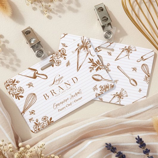 Badge Stripe Baking Utensil Pastry Cake Bakery Shop Logo