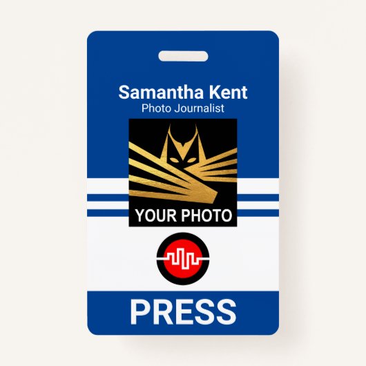 Badge Stripe Bleu Stripes Colonne Appuyer sur l'ID photo (Devant)