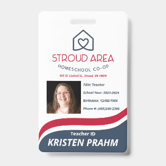 Badge Stroud Area Homeschool Enseignant/Carte d'identité