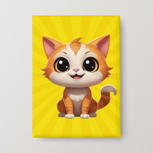 Badge Style de dessin animé de chat orange mignon - 8973 (Recto)