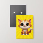 Badge Style de dessin animé de chat orange mignon - 8973 (Recto/Verso)