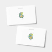 Badge Style Décoratif, Bleu Vert Foncé, Wattle (Avant & arrière)