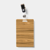 Badge Style élégant grain de bois (Avant avec clip)