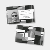 Badge Style Mondrian gris Abstrait moderne géométrique c (Avant & arrière)