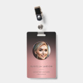 Badge Style Nom de l'entreprise photo d'identité QR Blac (Front with Clip)