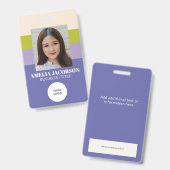 Badge Style violet vert employé photo ID et logo  (Recto et verso)